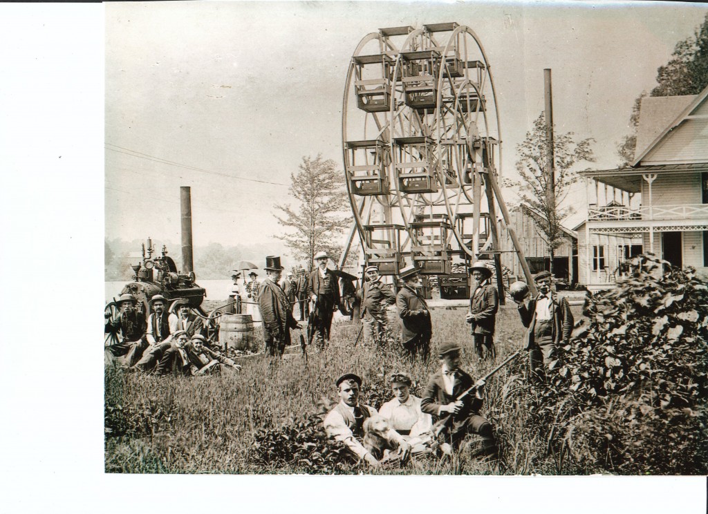 1898 Ferris Wheel, rear is the electric power plant, right Bowling Alley 1st floor, Pool Tables 2nd floor.